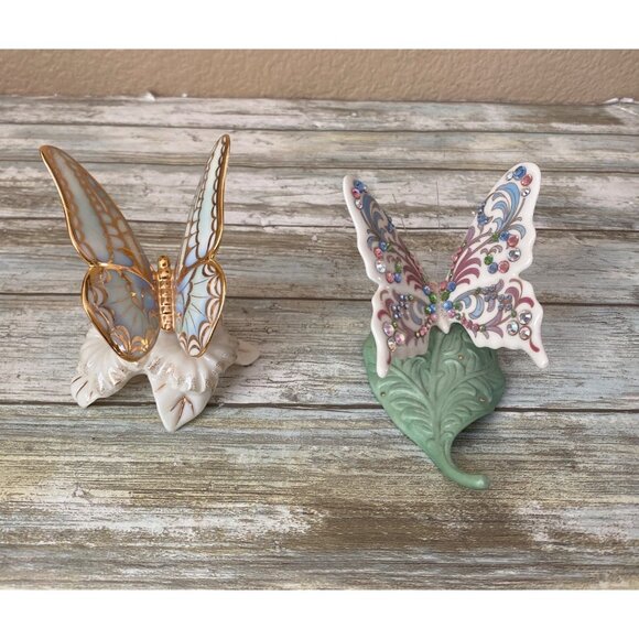 Lenox Other - Lenox Gold Club Butterfly 2001 & Morning Dew Rhinestone Butterfly Figurines Lot